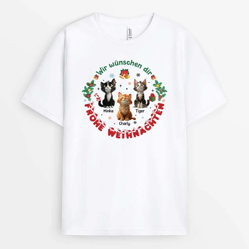 Ich Wünsche Dir Frohe Weihnachten - Personalisierte Geschenke Katze | T-Shirt