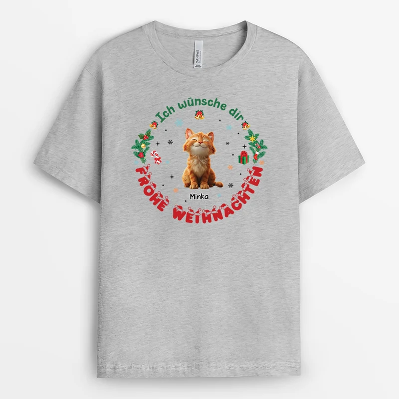 Ich Wünsche Dir Frohe Weihnachten - Personalisierte Geschenke Katze | T-Shirt