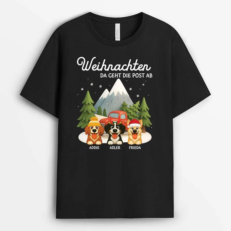 Weihnachten Da Geht Die Post Ab - Personalisierte Geschenke Für Hundebesitzer | Camping T Shirt