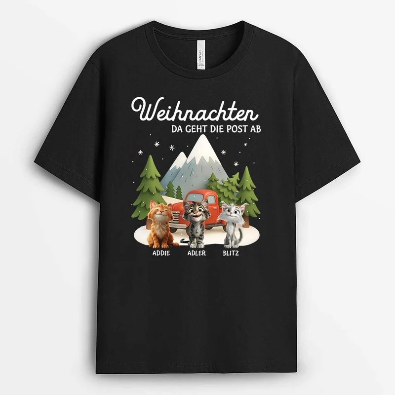Weihnachten Da Geht Die Post Ab - Personalisierte Geschenke Katze | Camping T-Shirt