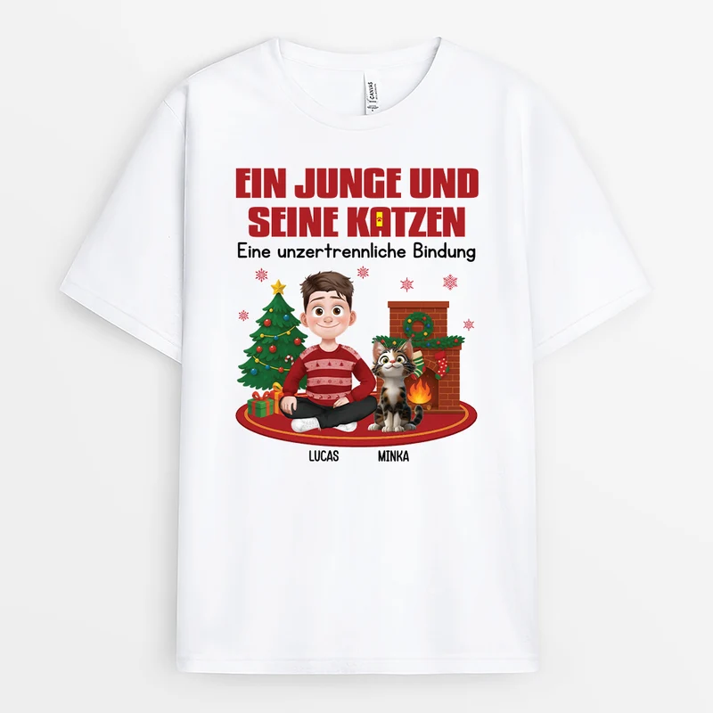 Ein Mann Und Seine Katze Eine unzertrennliche Bindung - Personalisierte Weihnachtsgeschenke | Katzen T-Shirt
