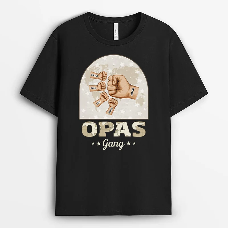 Opas/Papas Bande Karte Hand Geballt - Personalisiertes Geschenk | T-Shirt für Männer