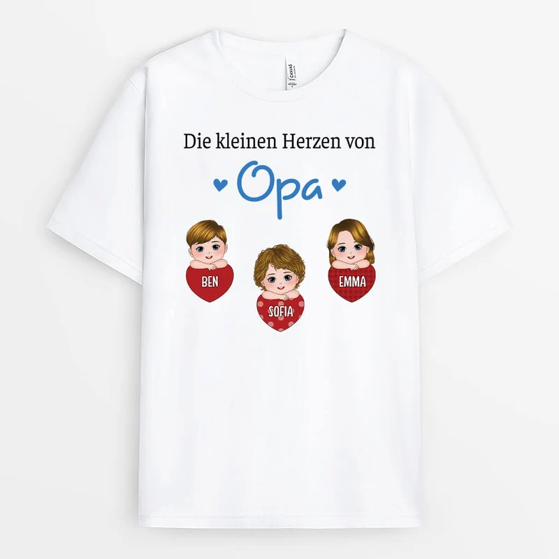 Die Kleinen Herzen Von Opa - Personalisiertes Geschenk | T-Shir für Männer