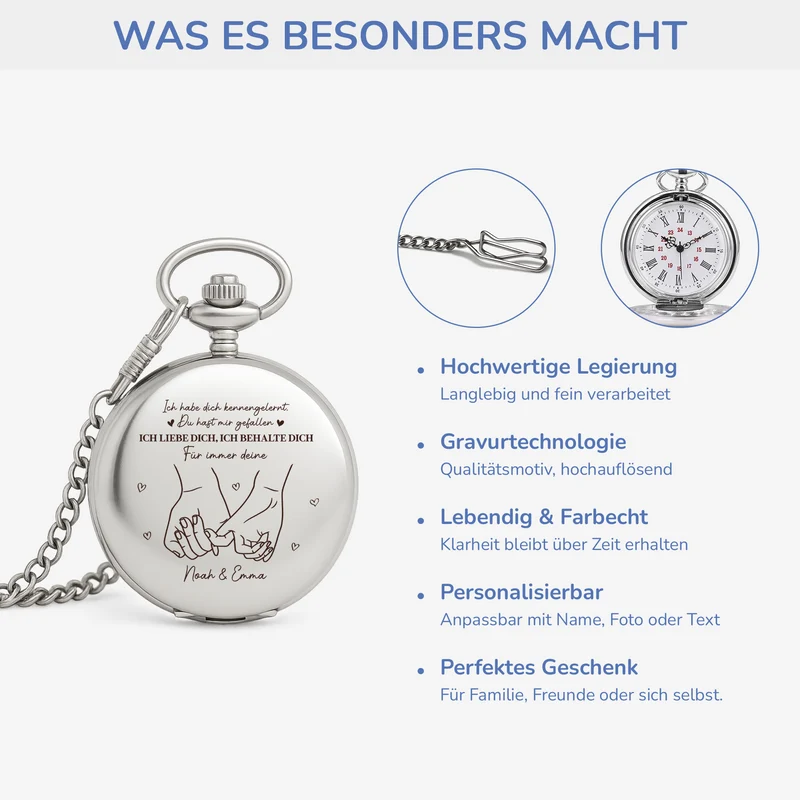 Für Immer Dein Pinky Promise - Personalisiertes Geschenk | Taschenuhr Paar
