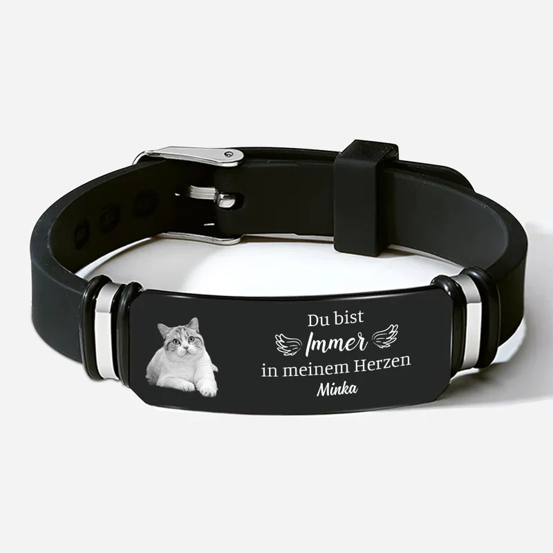 Für Immer Geliebt - Personalisiertes Geschenk | Armband Mit Foto Für Katze zur Erinnerung