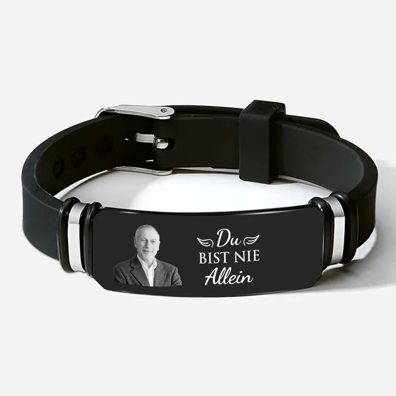 Du Bist Nie Allein - Personalisiertes Geschenk für Opa | Armband Mit Foto zur Erinnerung