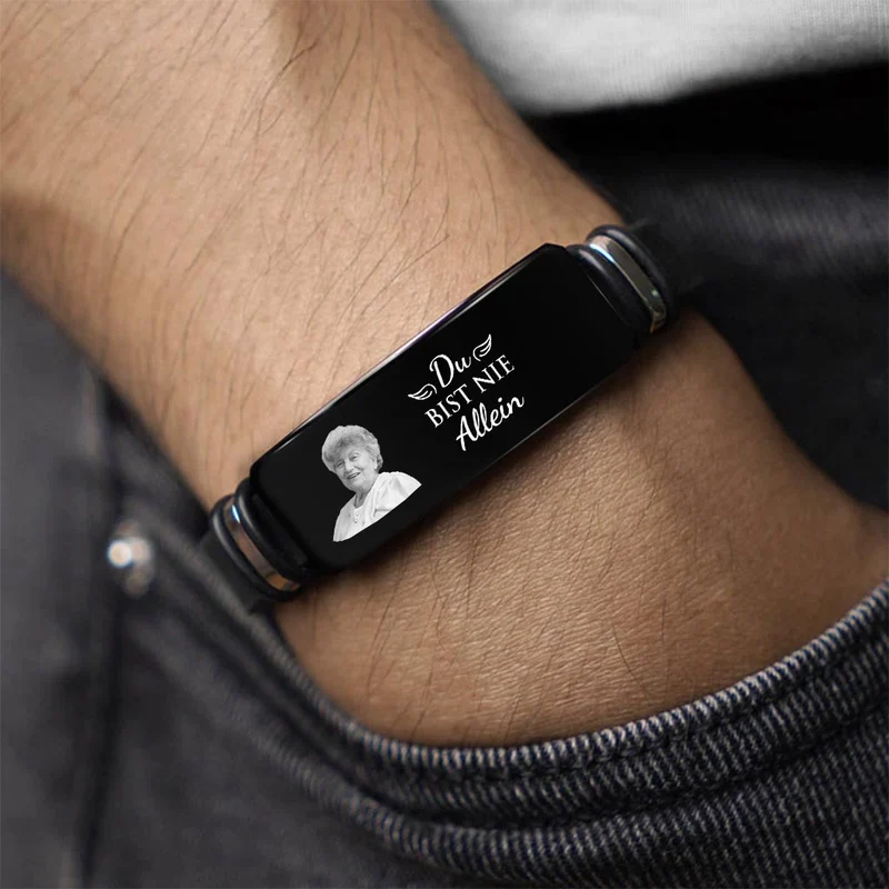 Du Bist Nie Allein - Personalisiertes Geschenk für Opa | Armband Mit Foto zur Erinnerung