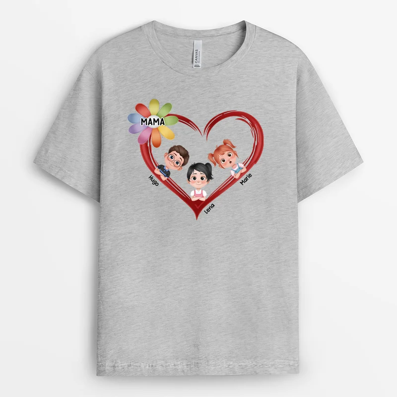 Oma Enkelkinder Blumen Herz Cartoon - Personalisiertes Geschenk | Oma T Shirt