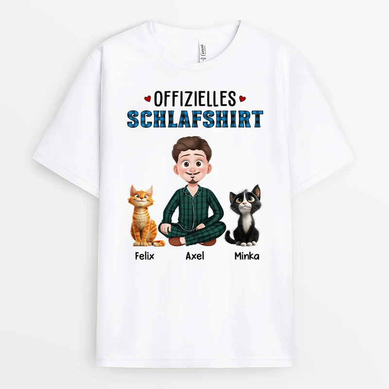 Offizielles Schlafshirt - Personalisiertes Geschenk | Katze T-Shirts