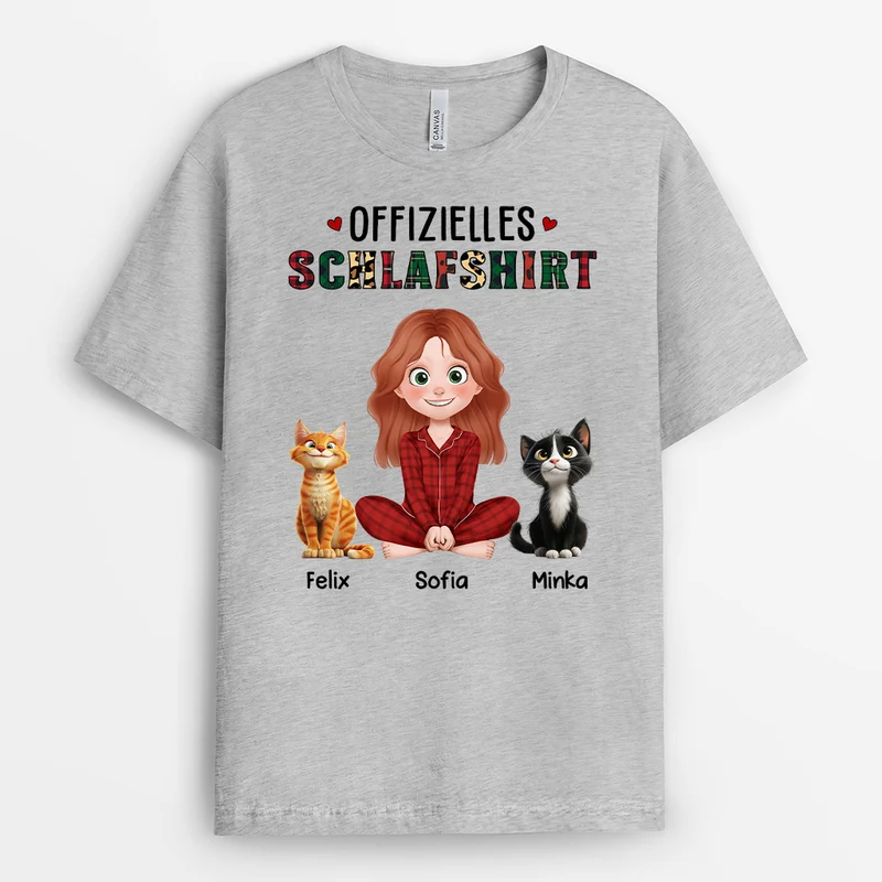 Offizielles Schlafshirt - Personalisiertes Geschenk | Katze T-Shirts