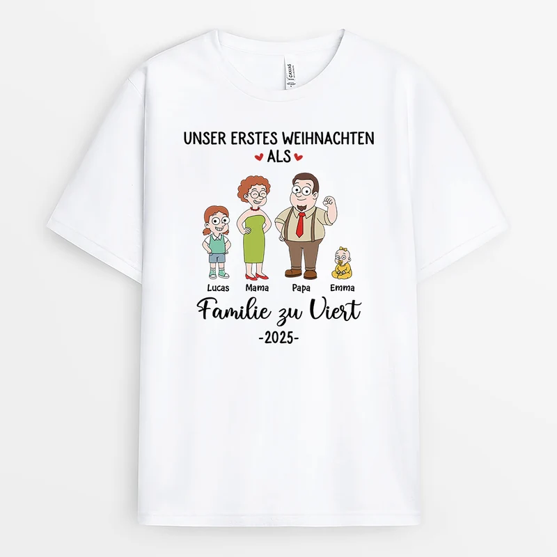 Erstes Weihnachten Als Familie - Personalisierte Geschenke Familie | Shirts Im Simpsons Stil