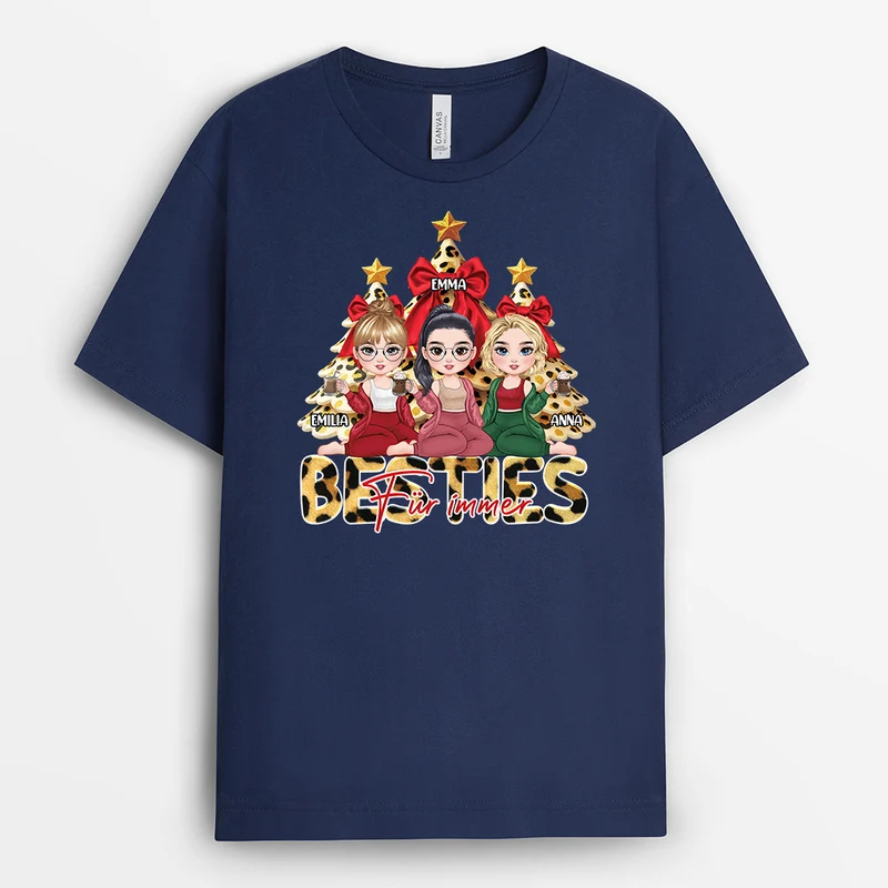 Beste Freundinnen Für Immer - Personalisierte Weihnachtsgeschenke | T Shirt Freundin Leopardenmuster