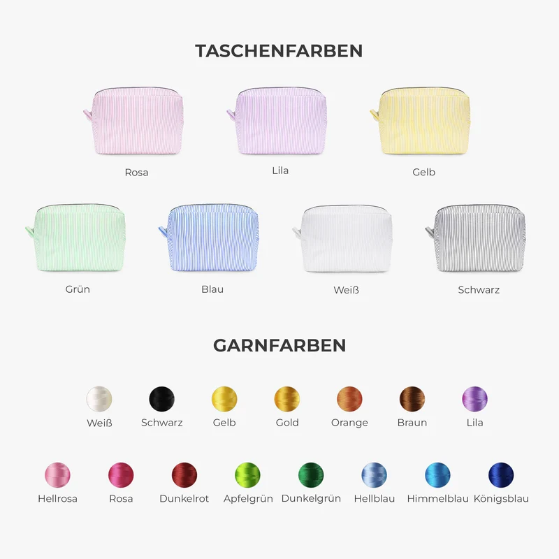 Damen Kosmetiktasche Name - Personalisierte Geschenke Für Frauen | Kosmetiktasche Gestreift Mit Stickerei