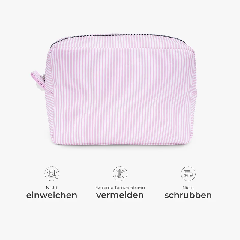 Damen Kosmetiktasche Name - Personalisierte Geschenke Für Frauen | Kosmetiktasche Gestreift Mit Stickerei