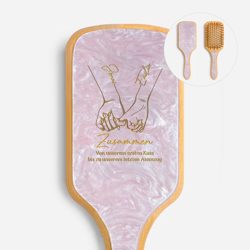 Vom Ersten Kuss Bis Zum Letzten Atemzug - Personalisierte Paar Geschenke | Acetat & Holz Haarbürste Mit Gravur