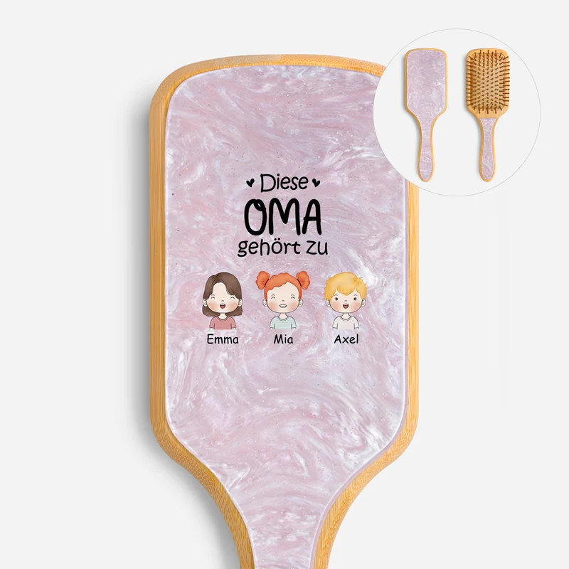 Diese Oma Gehört Zu - Personalisiertes Geschenk | UV Druck Bambus Haarbürste Mama/Oma