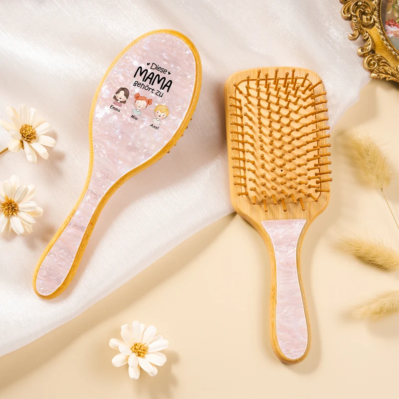 Diese Oma Gehört Zu - Personalisiertes Geschenk | UV Druck Bambus Haarbürste Mama/Oma