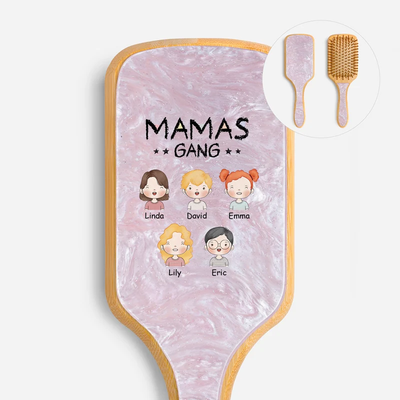Omas Gang - Personalisiertes Geschenk | UV Druck Acetat & Holz Haarbürste Mama/Oma Buntstifte