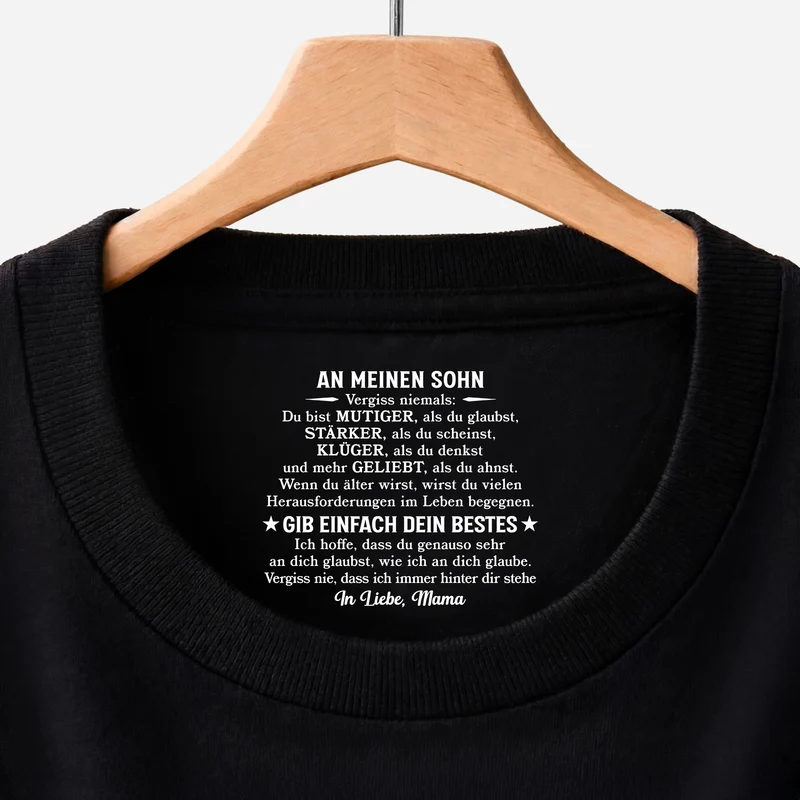 Gib Einfach Dein Bestes - Personalisiertes Geschenk | Schwarzes T Shirt Nackenlabel Drucken Sohn Tochter Männer Frauen