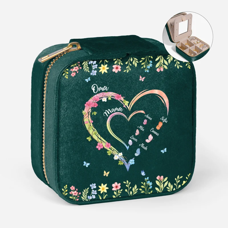 Oma Mama Kinder Blühende Kletterpflanzen - Personalisiertes Geschenk | Schmuckkästchen Samt