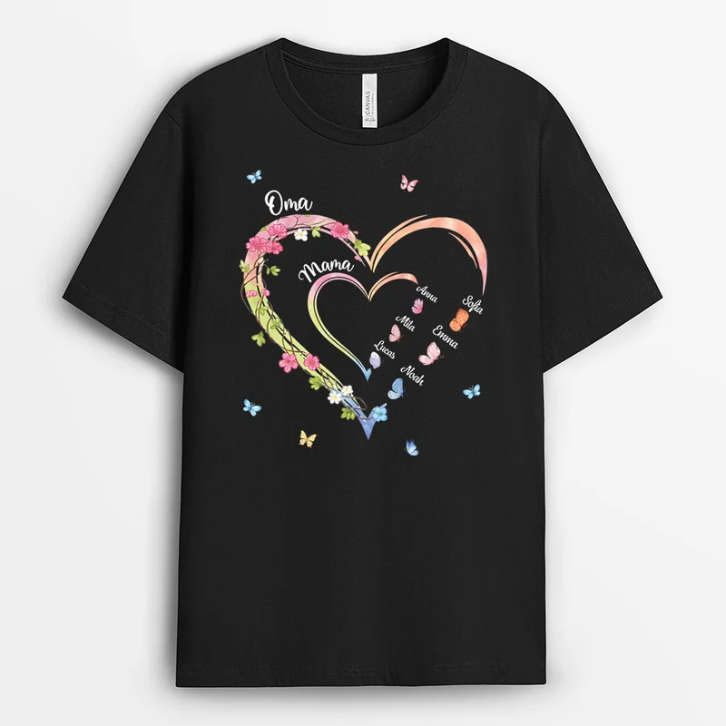 Oma Mama Kinder Blühende Kletterpflanzen - Personalisiertes Geschenk | Schwarzes T Shirt