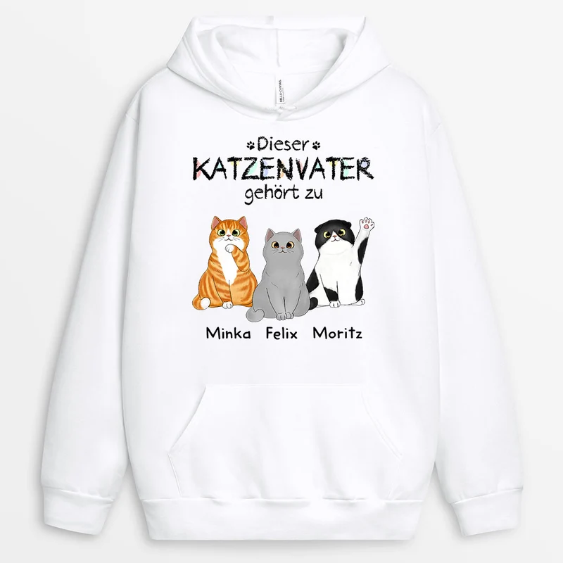 Diese Katzenmama Gehört Zu - Personalisierte Geschenke Katze | Weißer Hoodie