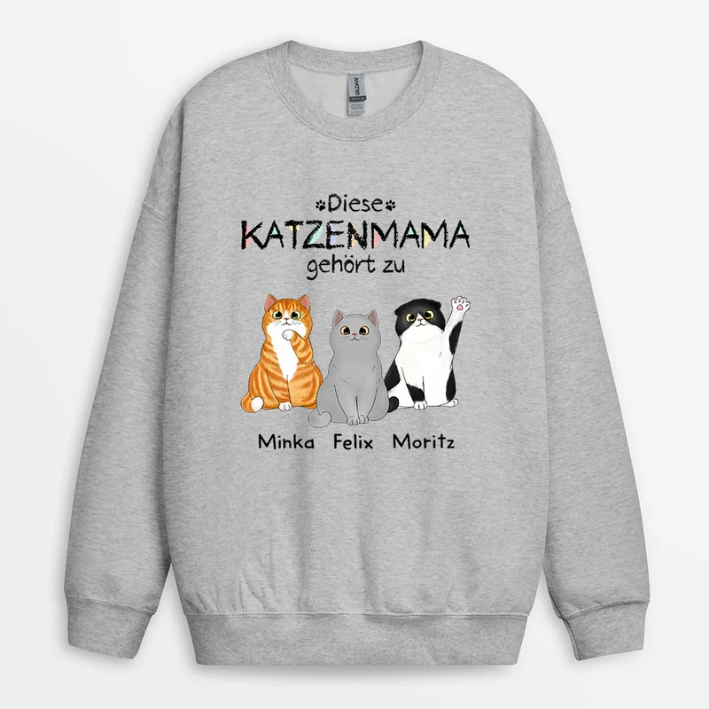 Diese Katzenmama Gehört Zu - Personalisierte Geschenke Katze | Weiße Sweatshirts