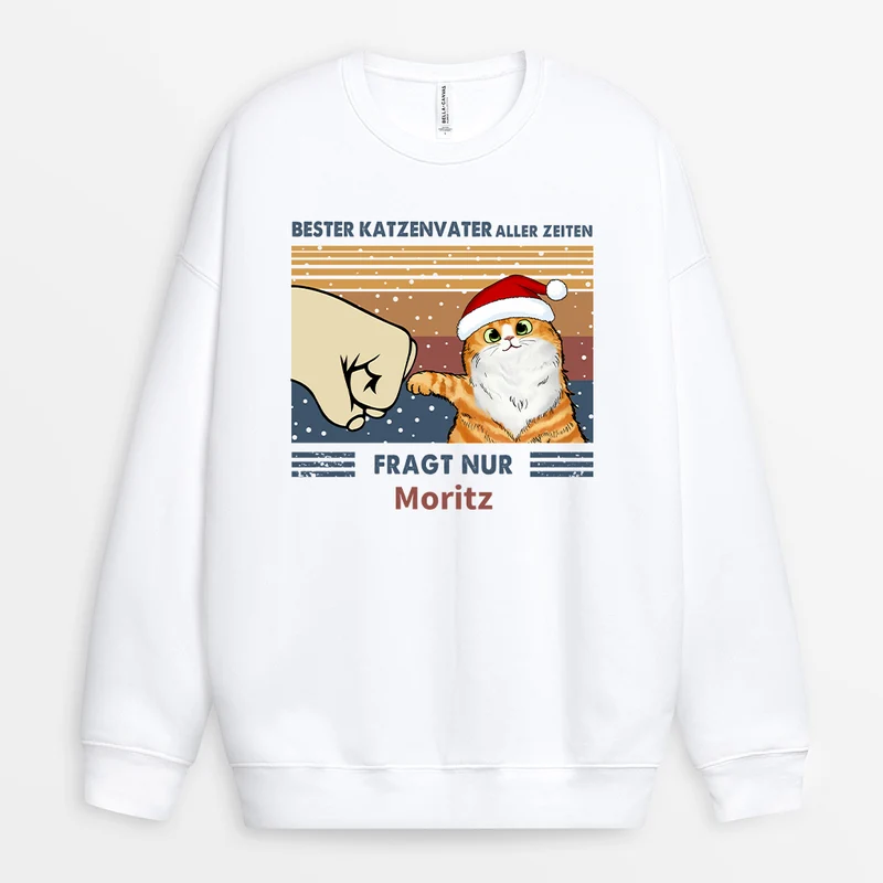 Bester Katzenpapa Aller Zeiten - Personalisierte Geschenke Katze | Sweatshirts Weihnachten