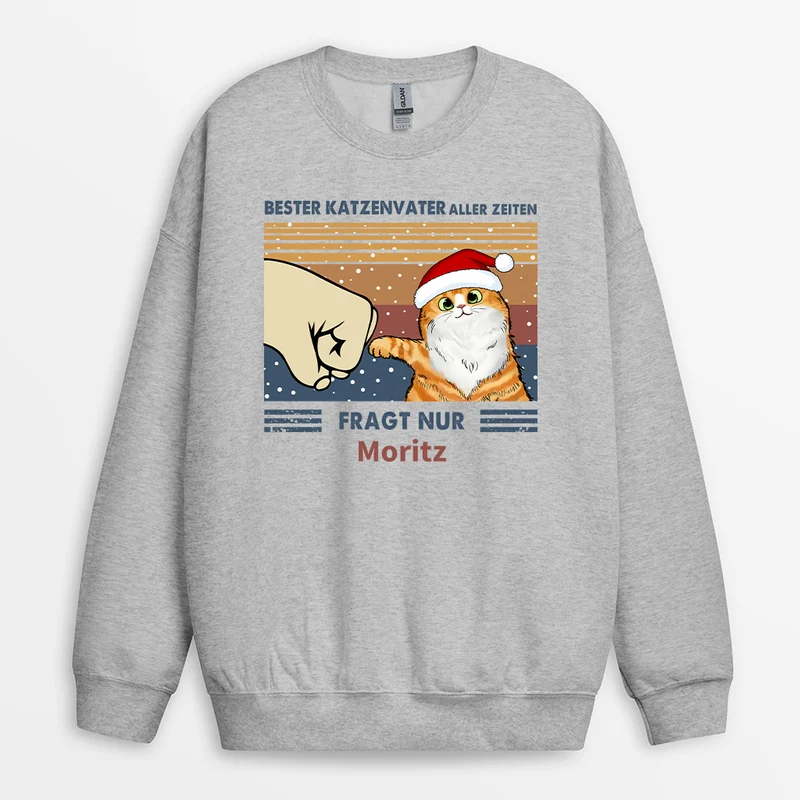 Bester Katzenpapa Aller Zeiten - Personalisierte Geschenke Katze | Sweatshirts Weihnachten