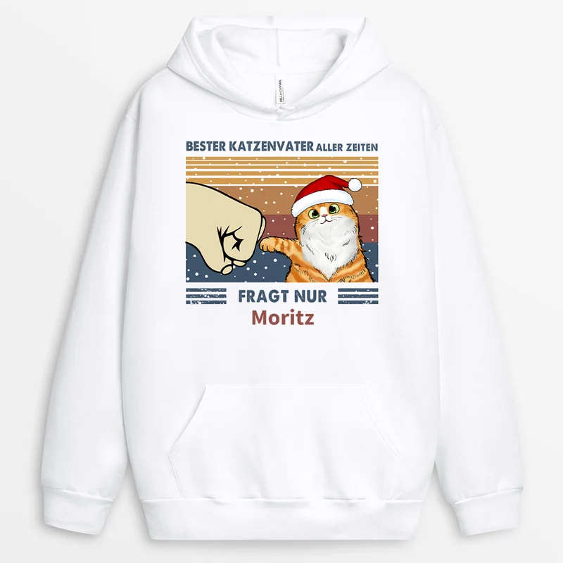 Bester Katzenpapa Aller Zeiten - Personalisierte Geschenke Katze | Hoodie Weihnachten