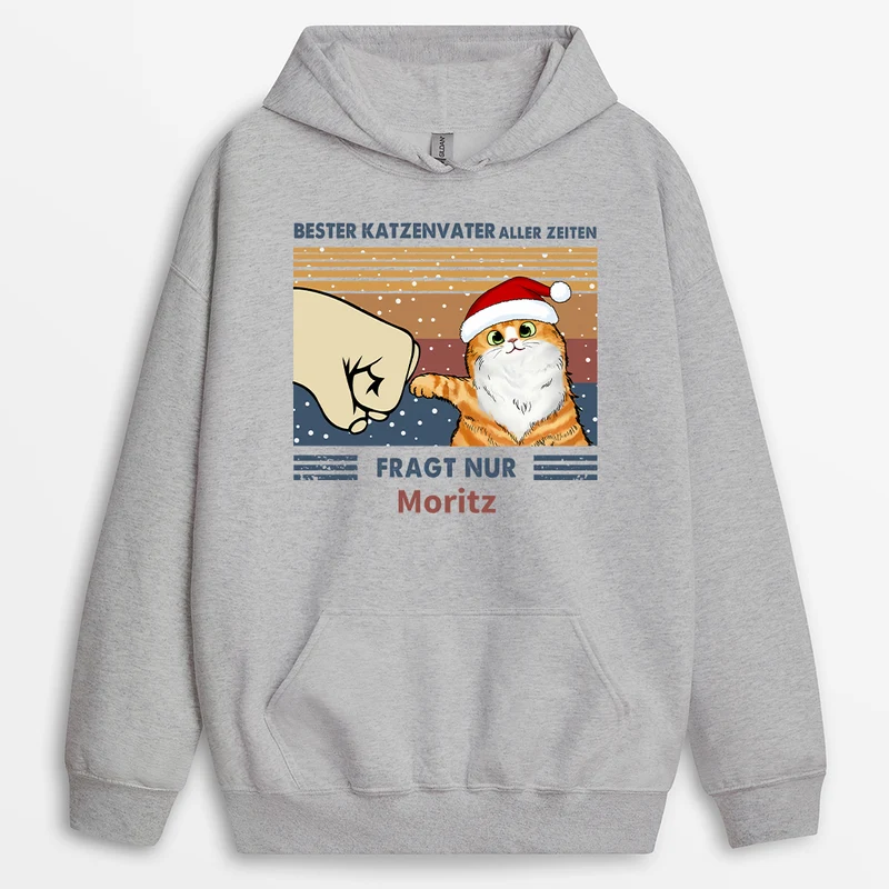 Bester Katzenpapa Aller Zeiten - Personalisierte Geschenke Katze | Hoodie Weihnachten