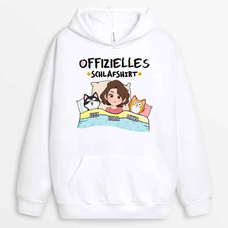 Offizielles Schlafshirt - Personalisierte Geschenke Katze | Cartoon Hoodie