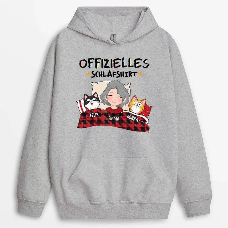 Offizielles Schlafshirt - Personalisierte Geschenke Katze | Cartoon Hoodie