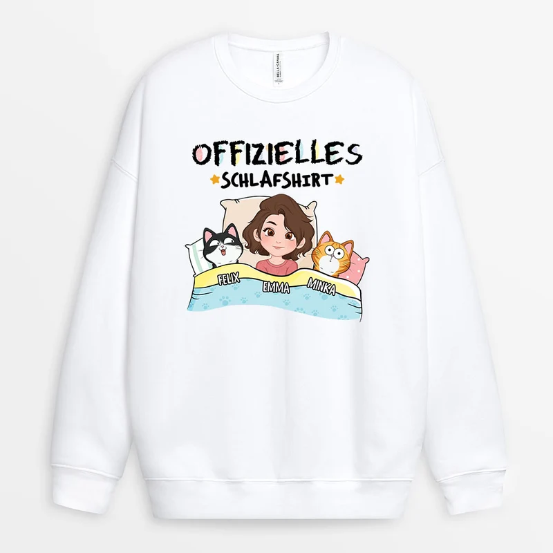 Offizielles Schlafshirt - Personalisierte Geschenke Katze | Cartoon Sweatshirts