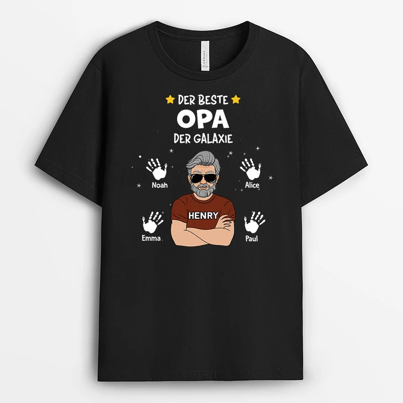 Der Beste Papa/Opa Der Galaxie - Personalisiertes Geschenk | T-Shirt für Opas/Papas