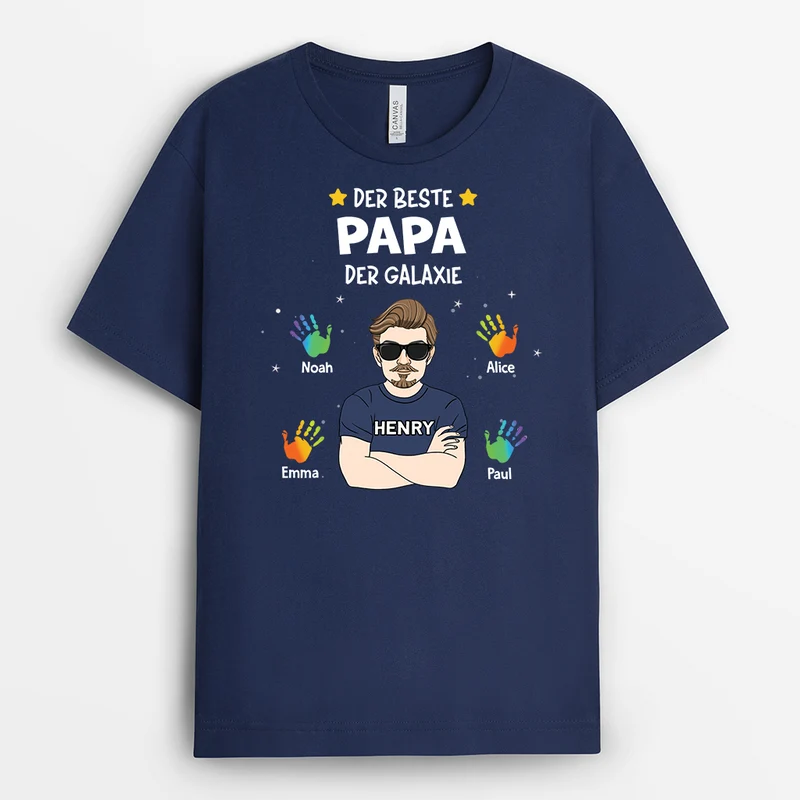 Der Beste Papa/Opa Der Galaxie - Personalisiertes Geschenk | T-Shirt für Opas/Papas