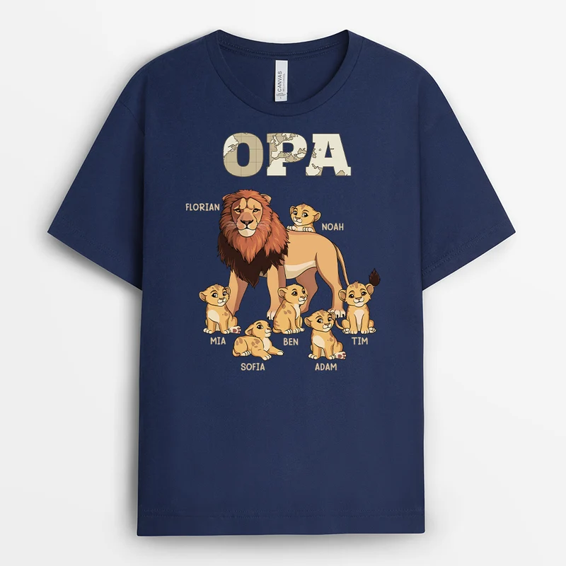 Papa Kinder Löwe Weltkarte - Personalisiertes Geschenk | T Shirt Papa