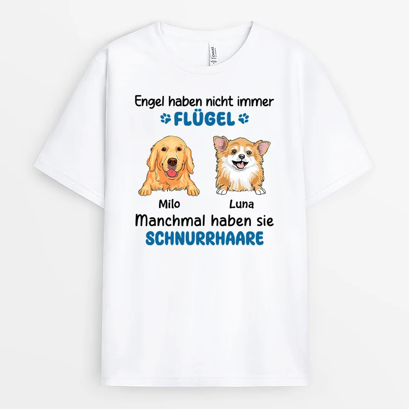 Engel Haben Nicht Immer Flügel Manchmal Haben Sie Schnurrhaare - Personalisiertes Geschenk | T-shirt für Hundeliebhaber