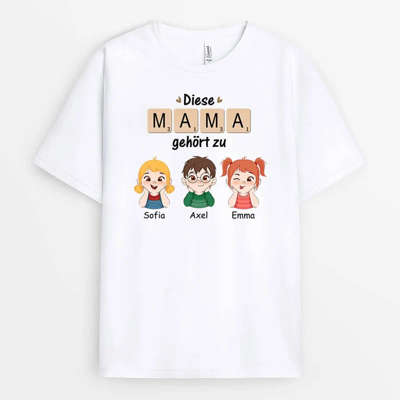 Diese Oma/Mama Gehört Zu - Personalisiertes Geschenk | T-Shirt für Damen Kreuzworträtsel Design