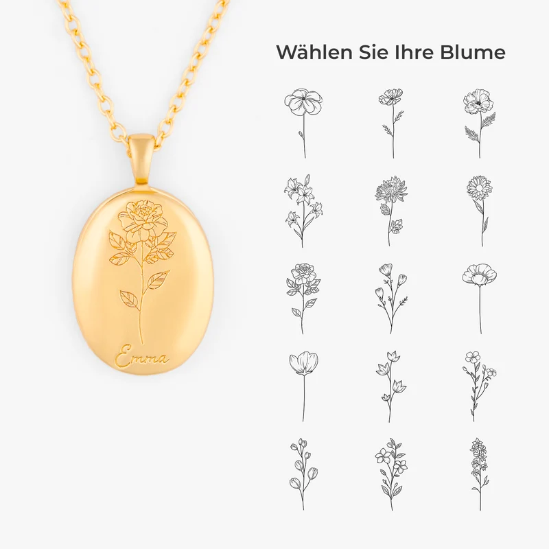 Kette Geburtsblume - Personalisierte Geburtstagsgeschenke | Halskette Damen & Männer