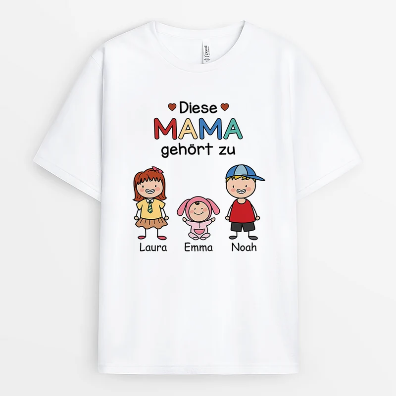 Diese Mama Gehört Zu - Personalisiertes Geschenk | Papa/Mama T Shirt Doodle