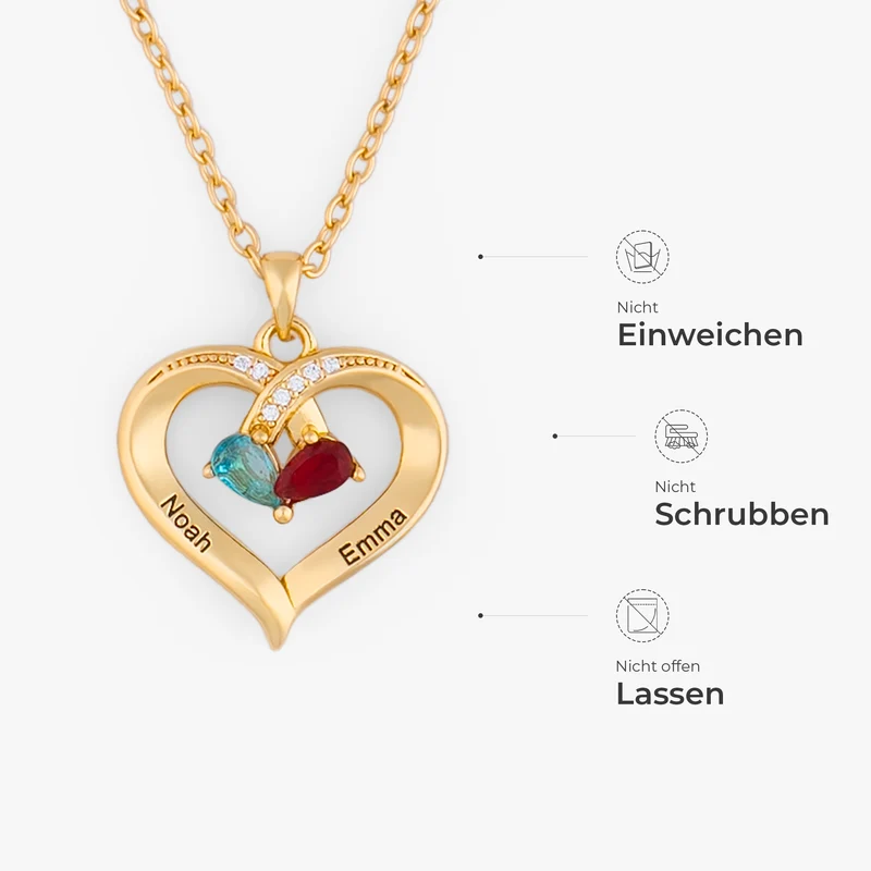 Herz Mit Geburtstein - Personalisiertes Geschenk | Halskette Damen Und Männer