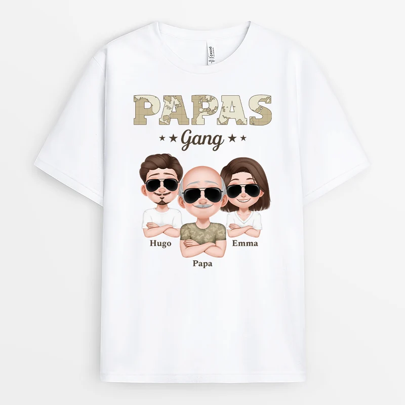 Papas Gang Erwachsene Kinder Weltkarte Armeemuster - Personalisiertes Geschenk | Tasse Papa