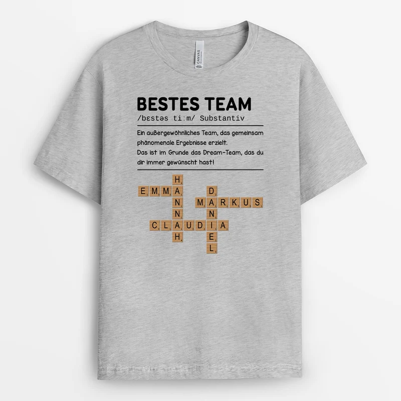 Definition Bestes Team Kreuzworträtsel - Personalisiertes Geschenk | T-shirt Kollegen/Kollegin