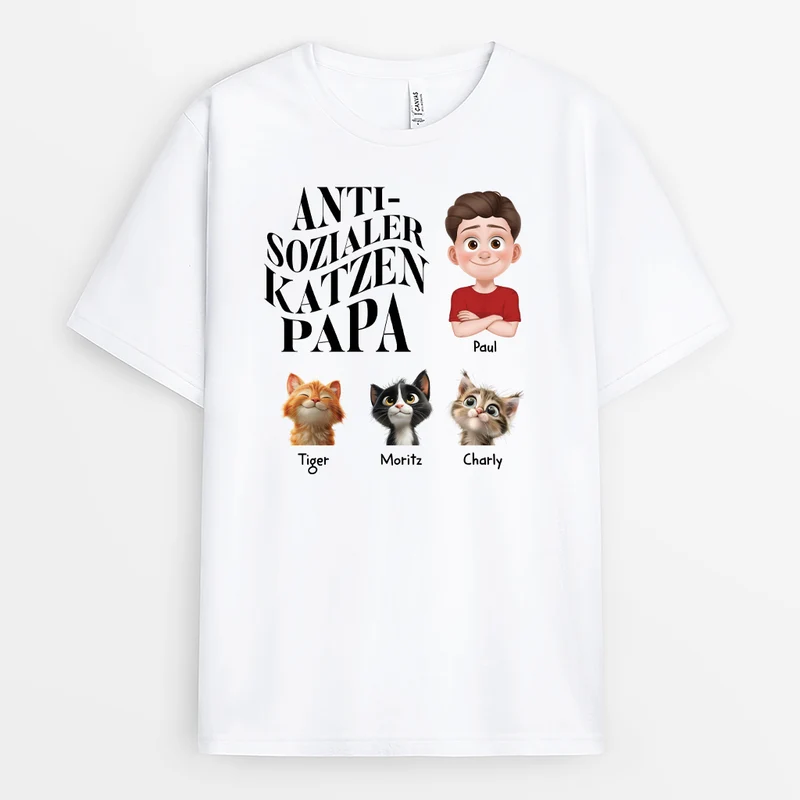 Ungeselliger Katzenpapa - Personalisiertes Geschenk | Katze T-Shirts