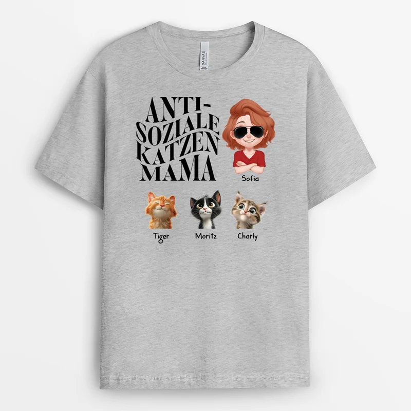 Ungeselliger Katzenpapa - Personalisiertes Geschenk | Katze T-Shirts