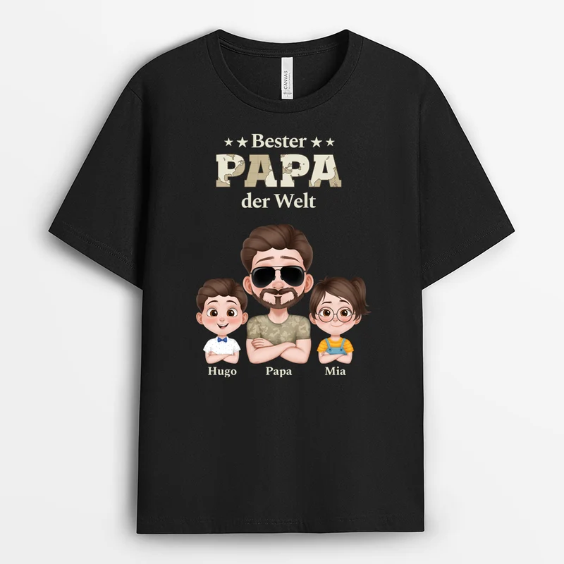 Bester Papa Der Welt Weltkarte - Personalisiertes Geschenk | T Shirt Papa