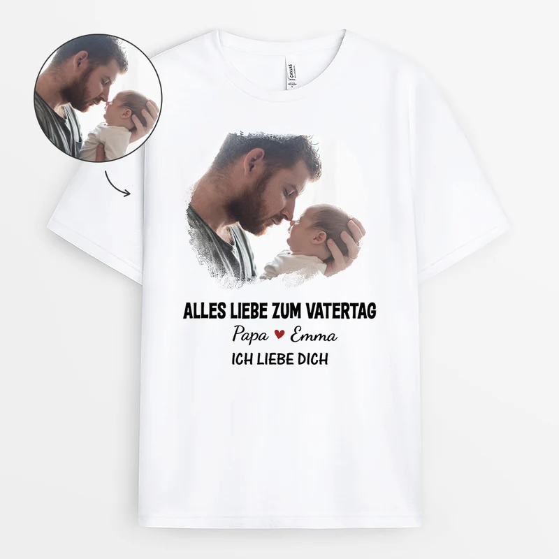 Schönen Vatertag - Personalisiertes Geschenk | Weißes T Shirt Papa mit Foto