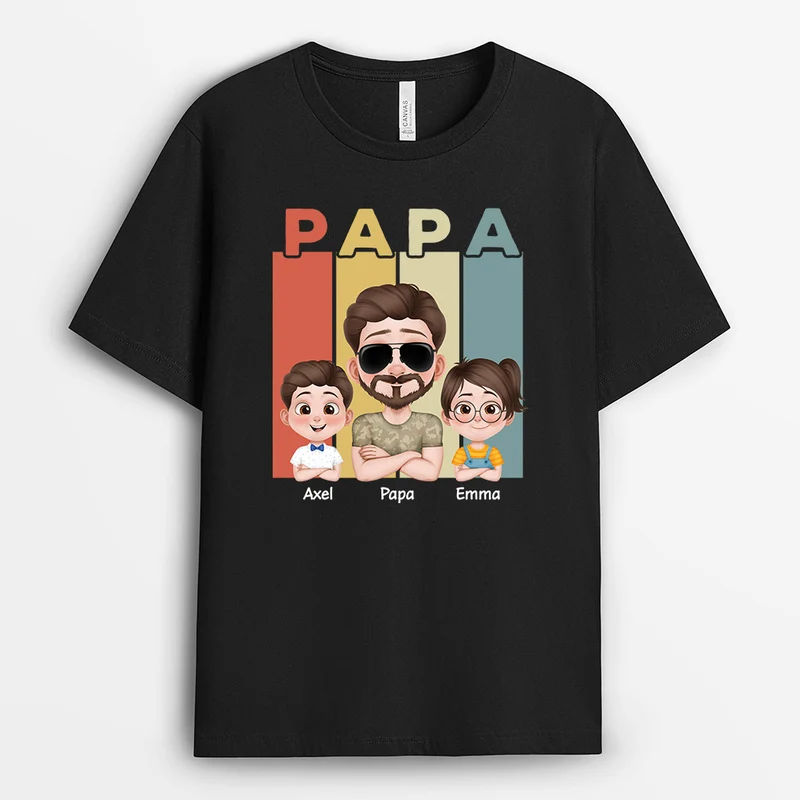 Papa Vintage Cartoon - Personalisiertes Geschenk | T Shirt Papa