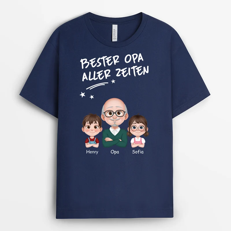 Bester Papa Aller Zeiten - Personalisiertes Geschenk | T Shirt Papa Cartoon